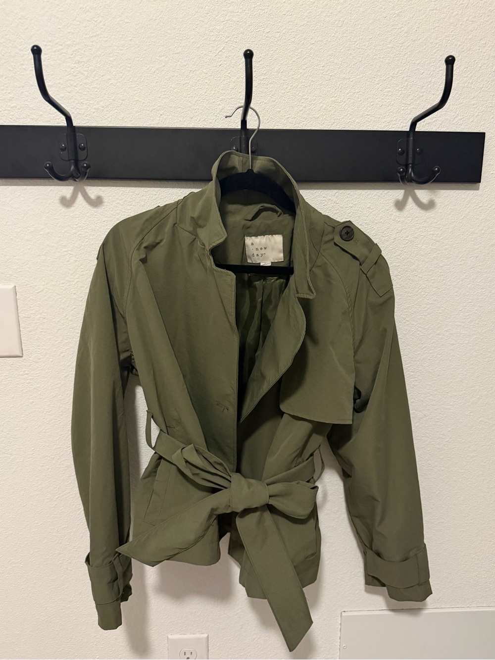 a new day Olive Tie-Waist Trench Coat